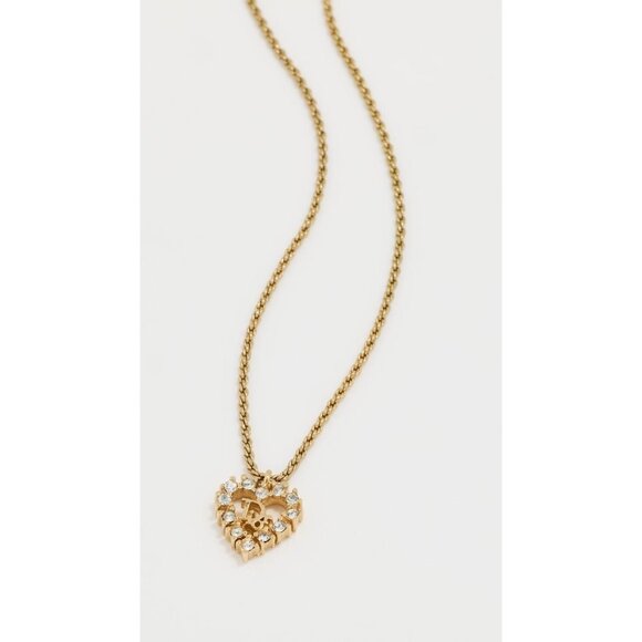 Vintage Christian Dior Heart Top Necklace With Rhinestone  Christian Dior Vintage Rhinestone Crystal Heart Necklace Gold Plated